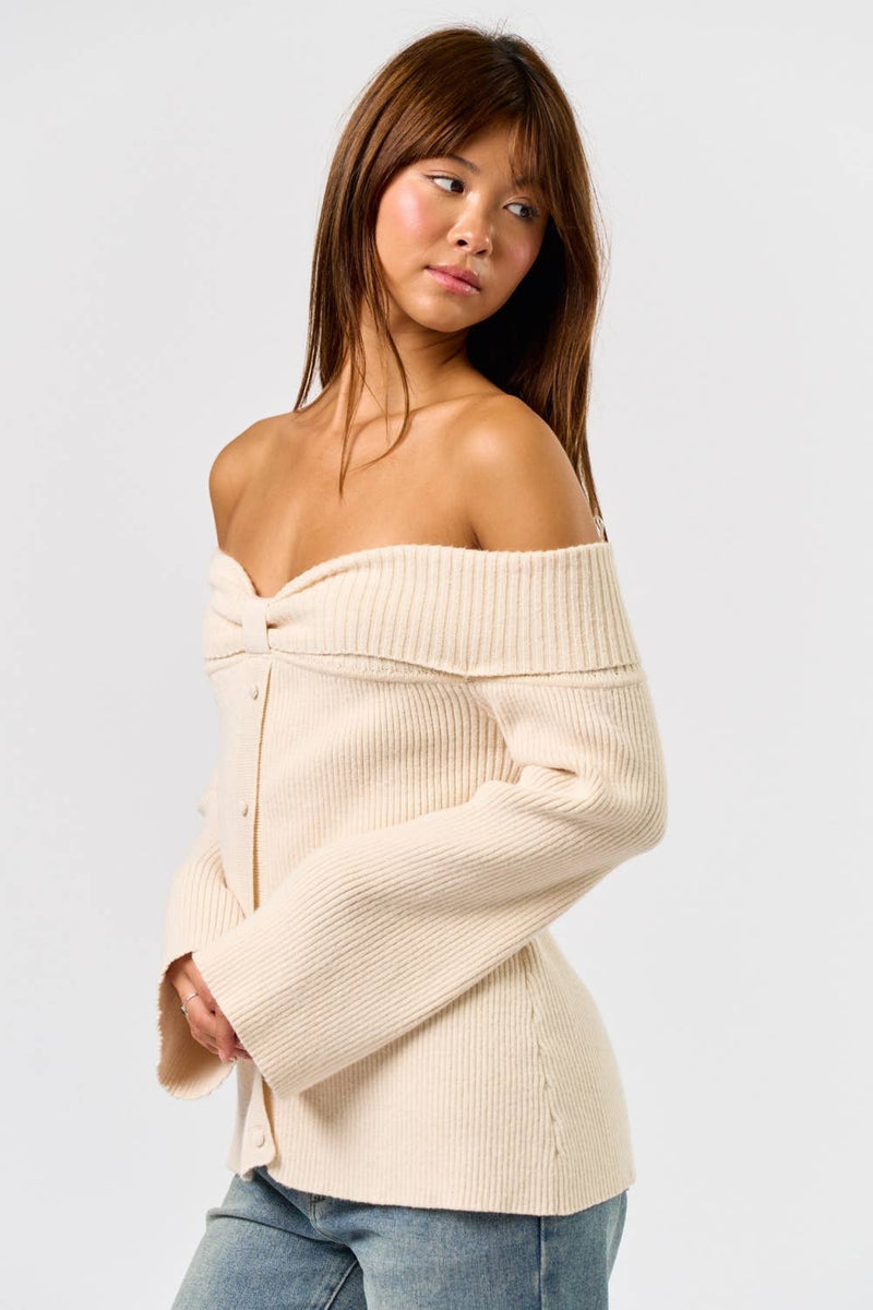 Off-Shoulder Long Sleeve Sweater