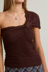 One Shoulder Knit Sweater Top