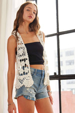 Braid Crochet Vest Cardigan