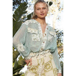 Vintage Washed Floral Print Patch Crochet Jacket