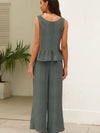 Ribbed Ruffle Tank Top And Pants Set