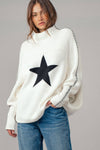 Star Knit Oversized Sweater Top