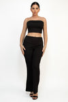 Elastic Ribbed Wide Leg Pant