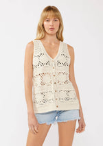 V-Neck Button Down Crochet Floral Top