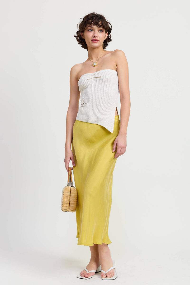 Ribbed Asymmetrical Hem Tube Top