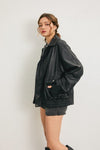 Oversized Vegan Leather Biker Jacket