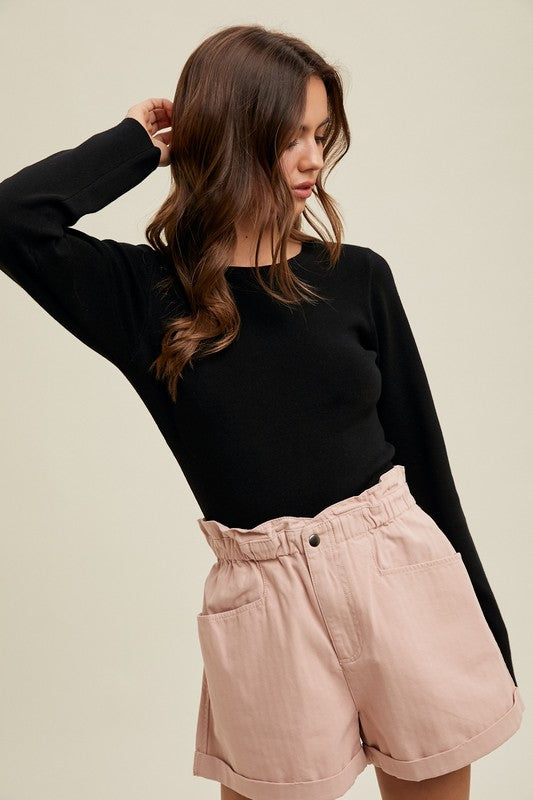 Ribbed Fitted Basic Sweater Top