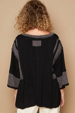 Oversize V-Neck Long Sleeve Lace Trim Knit Top