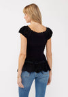 Flutter Sleeve Crochet Peplum Top