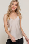 Double V-Neck Satin Cami Top