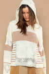 Hooded Color Block and Stripe Pullover Sweater