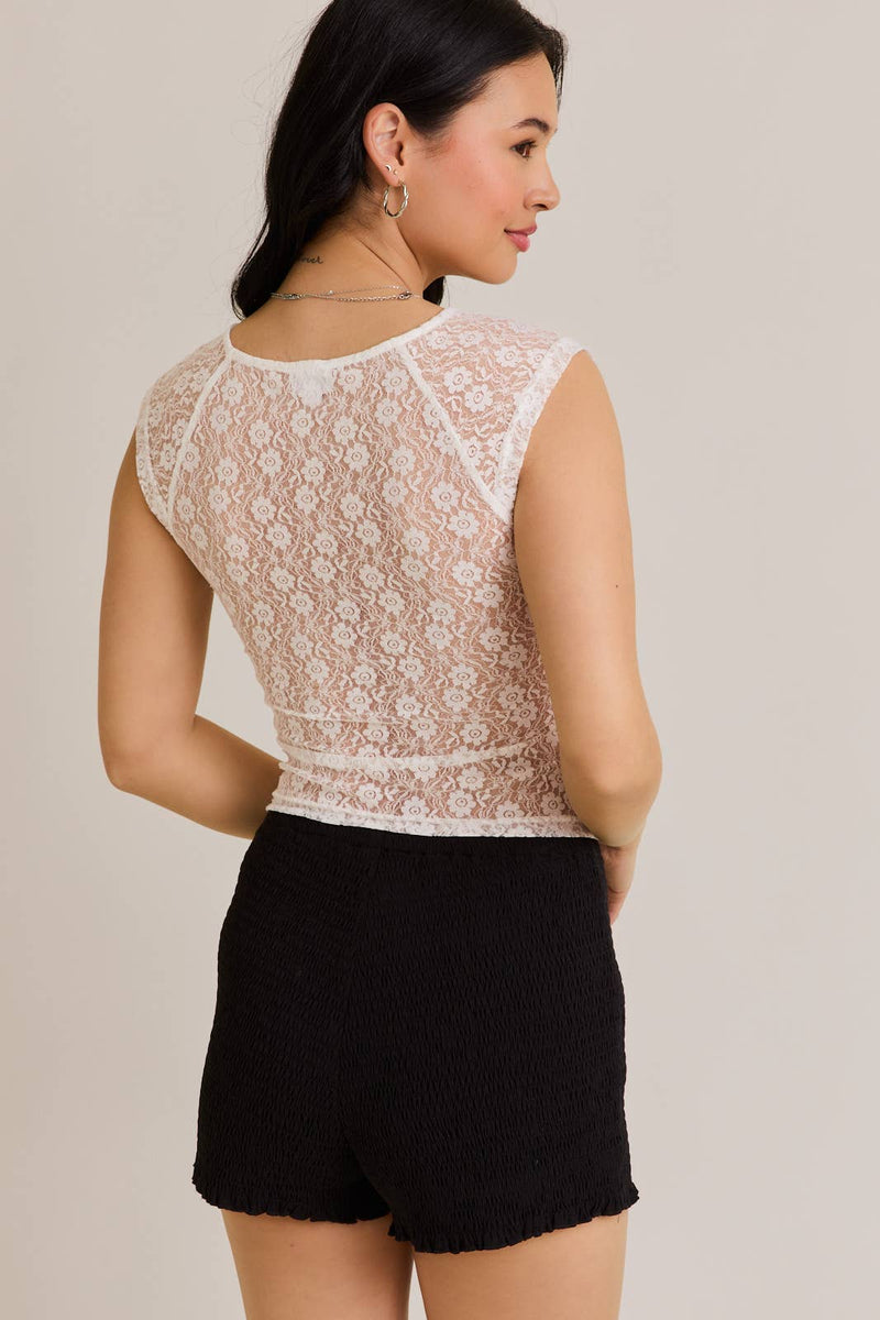 Boat Neck Lace Top