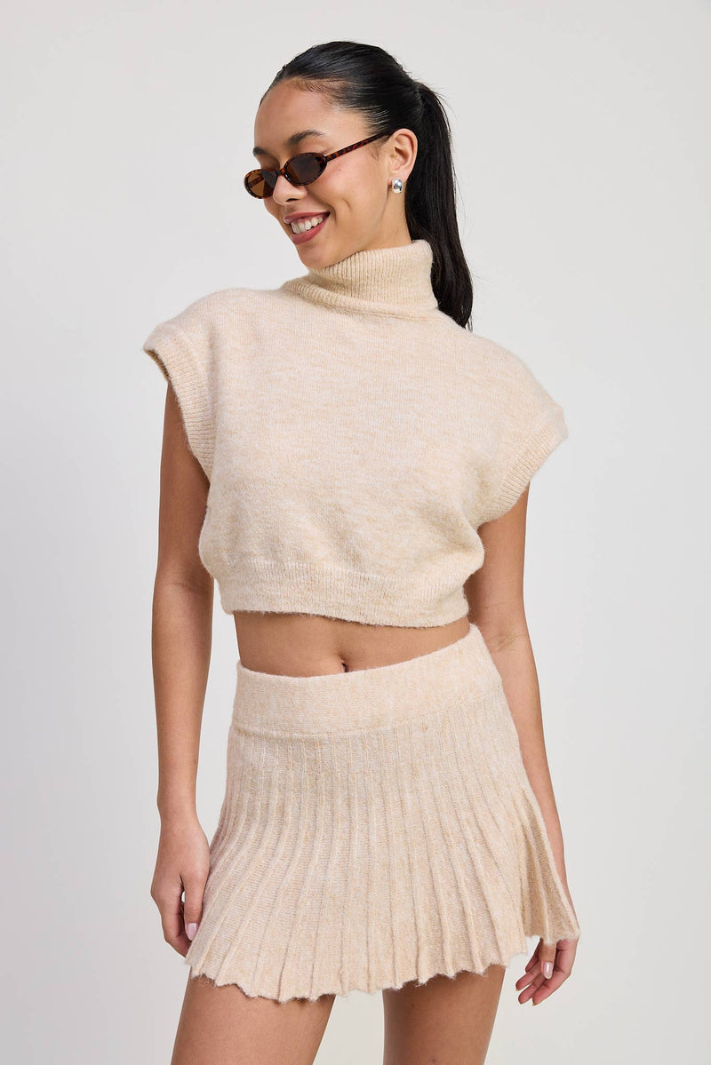 Pleated Mini Fringe Skirt