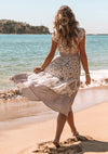 Multi Floral Flutter Sleeve Midi Dress