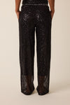 Sequin & Stripe Elastic Waist Pants