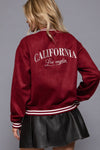 Long Sleeve Embroidery Detail Faux Suede Varsity Jacket