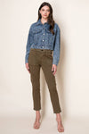 Daisy Embroidered Cropped Denim Trucker