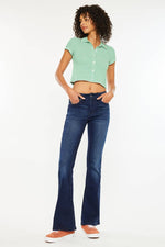 Kan Can Petite Mid Rise Flare Jeans