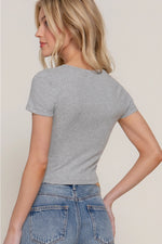 Short Sleeve Crew Neck Embroidered Top