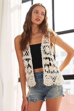 Braid Crochet Vest Cardigan