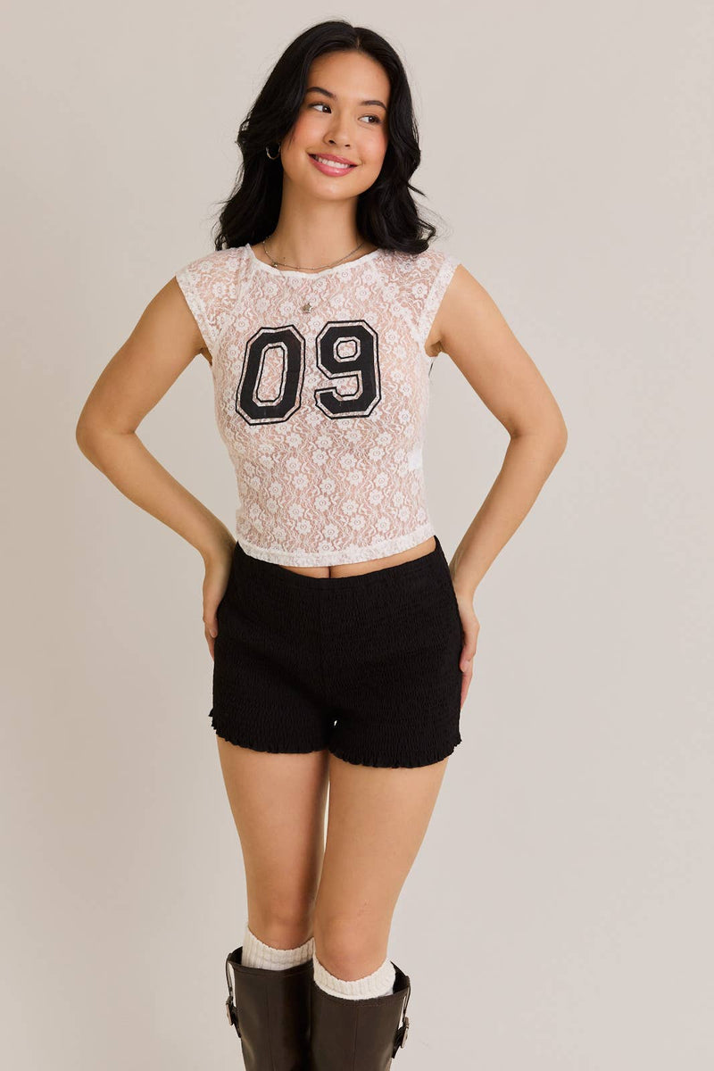 Boat Neck Lace Top