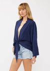 Tie-Front Embroidered Kimono Top
