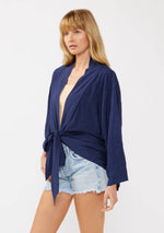 Tie-Front Embroidered Kimono Top