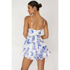 Floral Print Cowl Neck Tiered Skirt Mini Dress