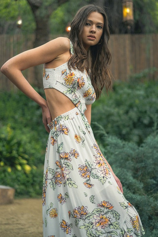 Floral Asymmetrical Maxi Dress
