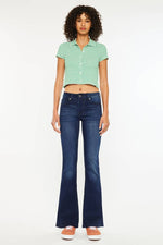 Kan Can Petite Mid Rise Flare Jeans
