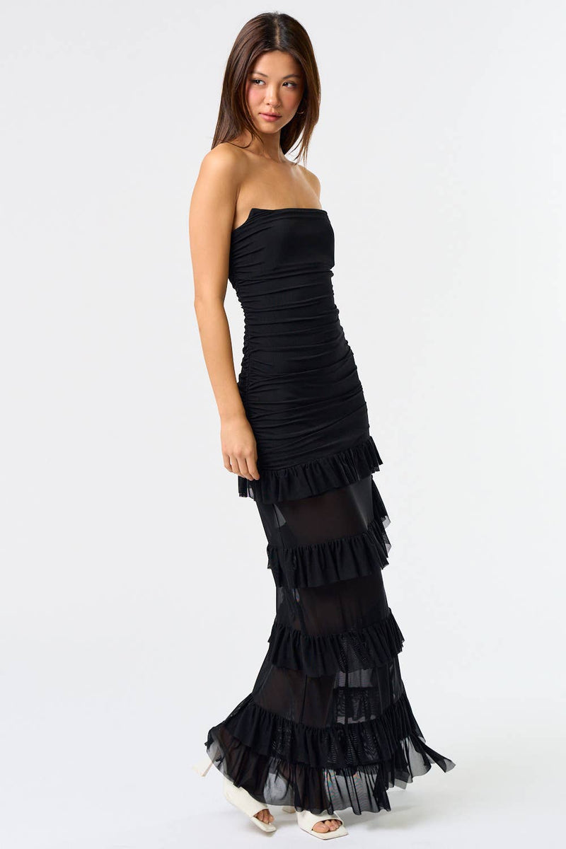 Ruffle Maxi Corset Maxi Dress