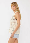 V-Neck Button Down Crochet Floral Top