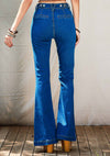 High Rise Flare Jeans With Waist Snap