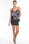 Printed Asymmetrical Ruffle Tank Top