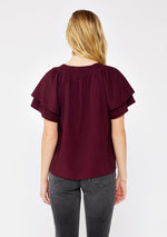 Double Sleeve Split Neck Top