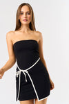 Contrast Wrap Front Tube Mini Dress