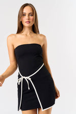 Contrast Wrap Front Tube Mini Dress