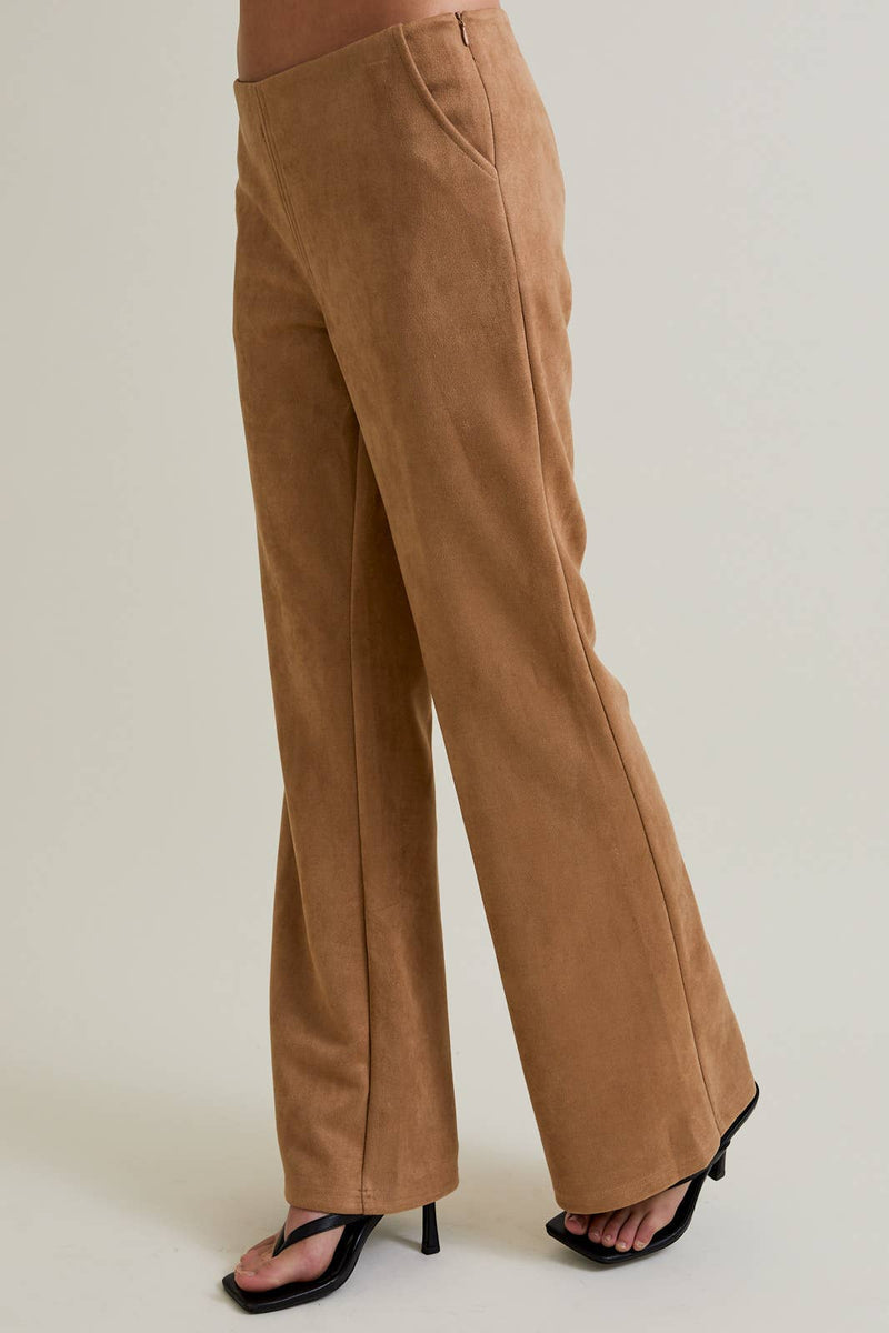 Low Waist Suede Bootcut Pants
