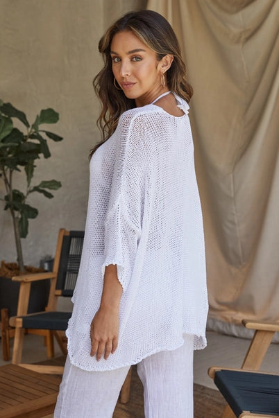 Cotton Knit 3/4 Sleeve Top