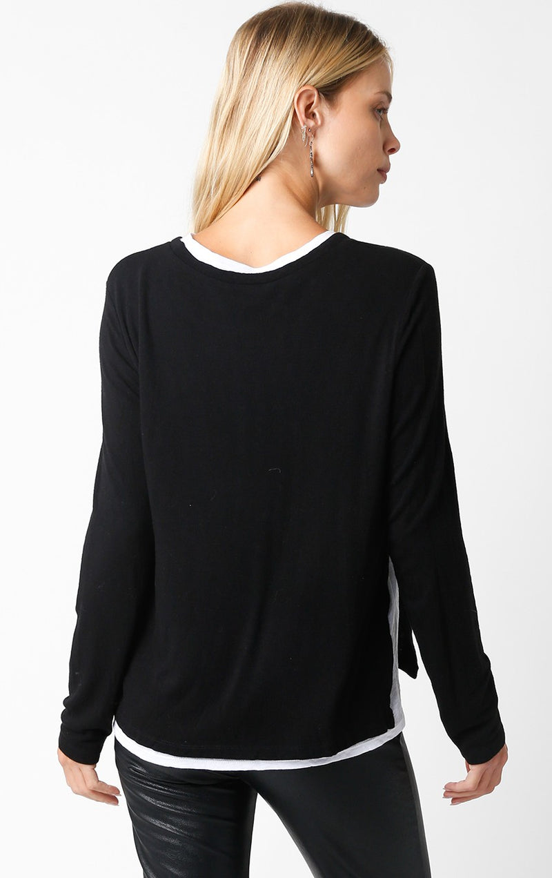 Lined Crew Neck Sweater