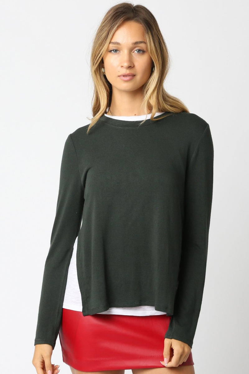 Lined Crew Neck Sweater