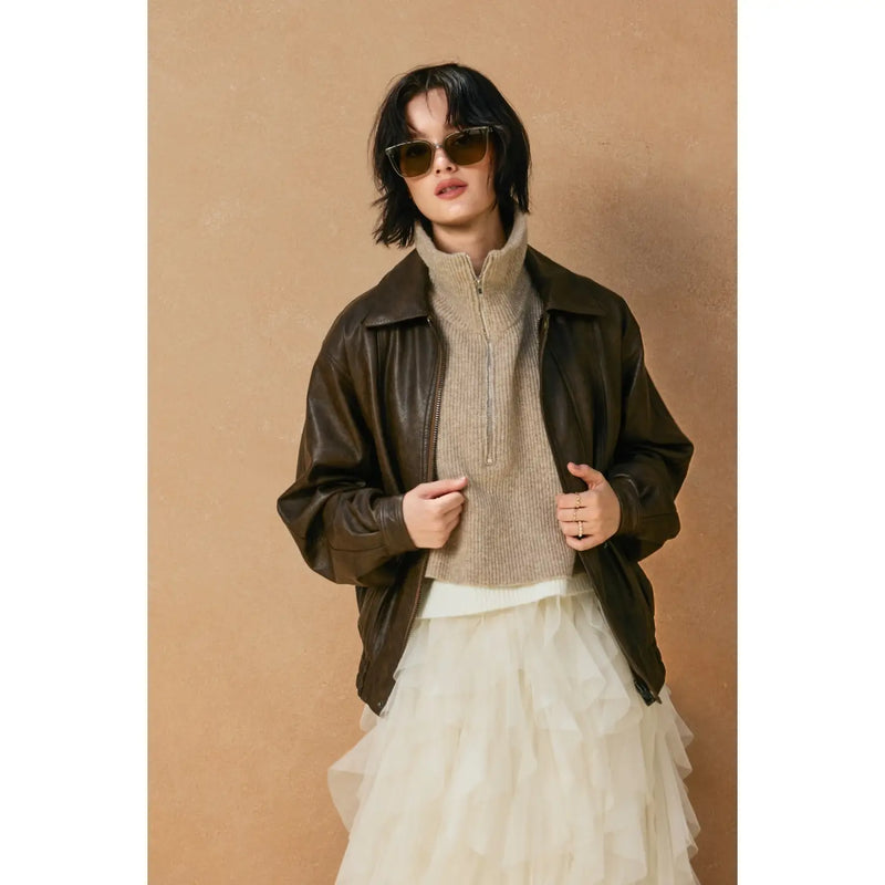 Oversized Vegan Leather Biker Jacket