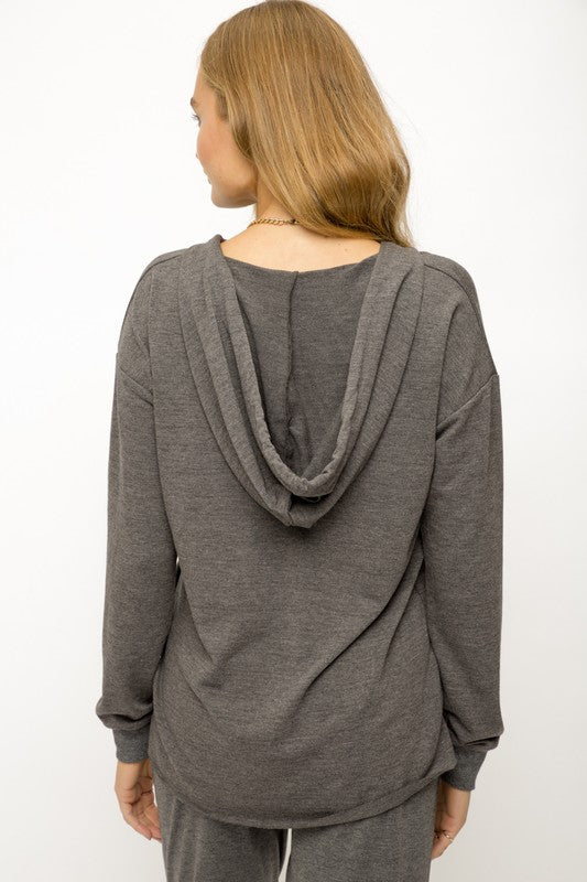Soft Hoodie Top With Colorful Drawstring