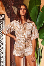 Animal Print Denim Romper