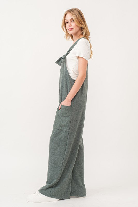 French Terry Tie Strap Jumpsuit