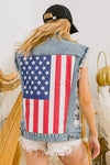 American Flag Back Detail Denim Vest