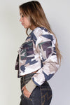Camouflage Printed Zip Up Bomber Jacket