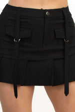 High Rise Pleated Zip Fly Mini Skirt