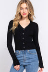 Long Sleeve V-neck Fitted Sweater Cardigan
