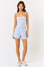 Pin Stripe Tube Top w/Lace Trim Shorts